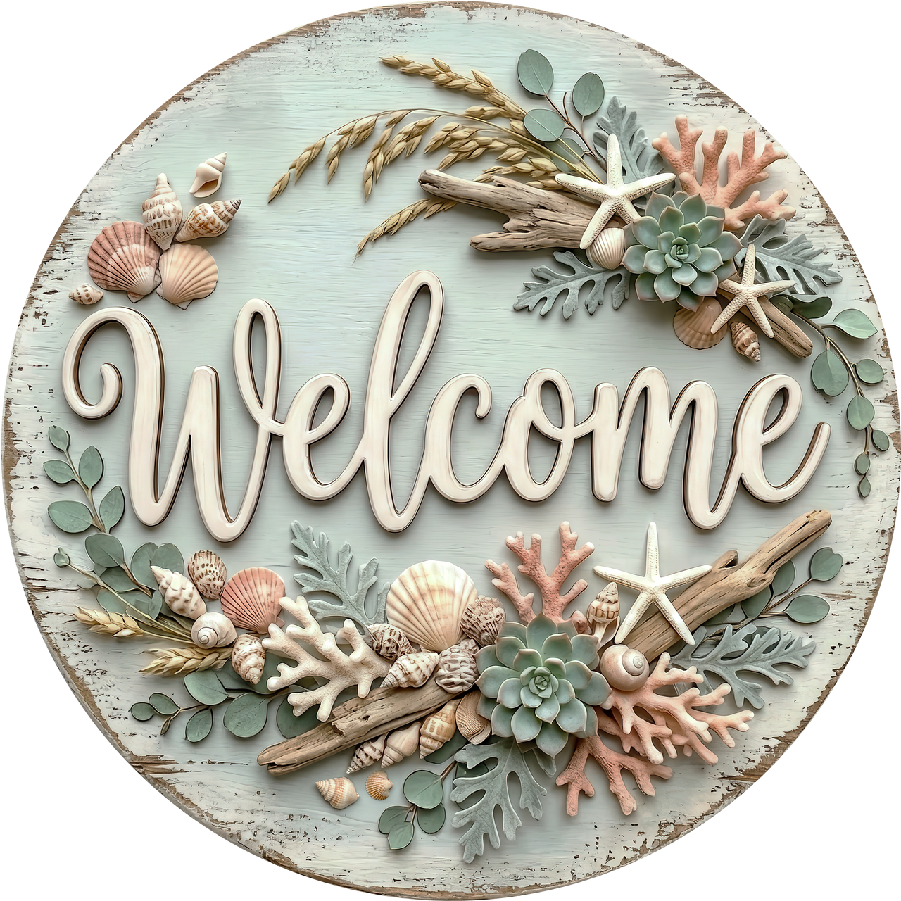Nautical Welcome For Door 18" Wood Door Hanger - DECOE-5400-DH