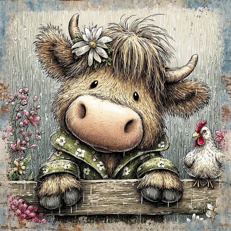 Floral Cow 10x10" Metal Wreath Sign - DECOE-5414