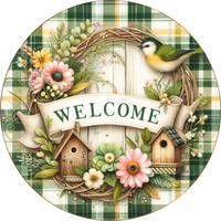 Thumbnail for Birds Welcome 10" Wood Wreath Sign - DECOE-5423-D