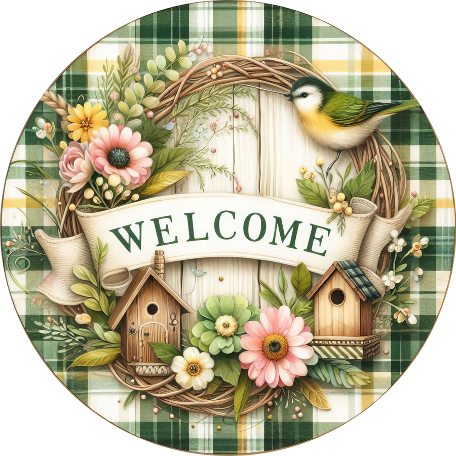 Birds Welcome 18" Wood Door Hanger - DECOE-5423-DH