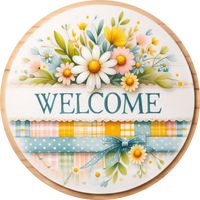 Thumbnail for Welcome Floral 18" Wood Door Hanger - DECOE-5424-DH