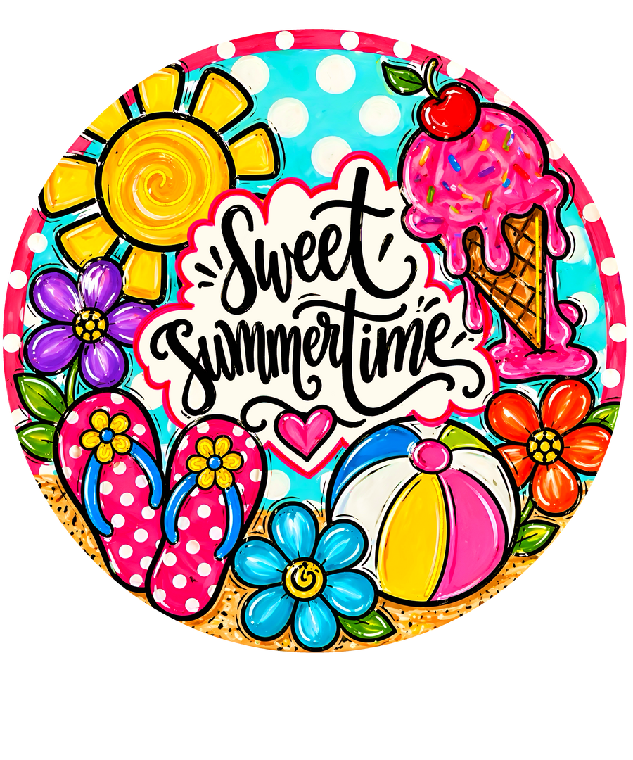 Sweet Summertime 10" Wood Wreath Sign - DECOE-5429-D