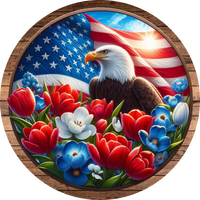 Thumbnail for Patriotic Eagle 10" Wood Wreath Sign - DECOE-5435-D
