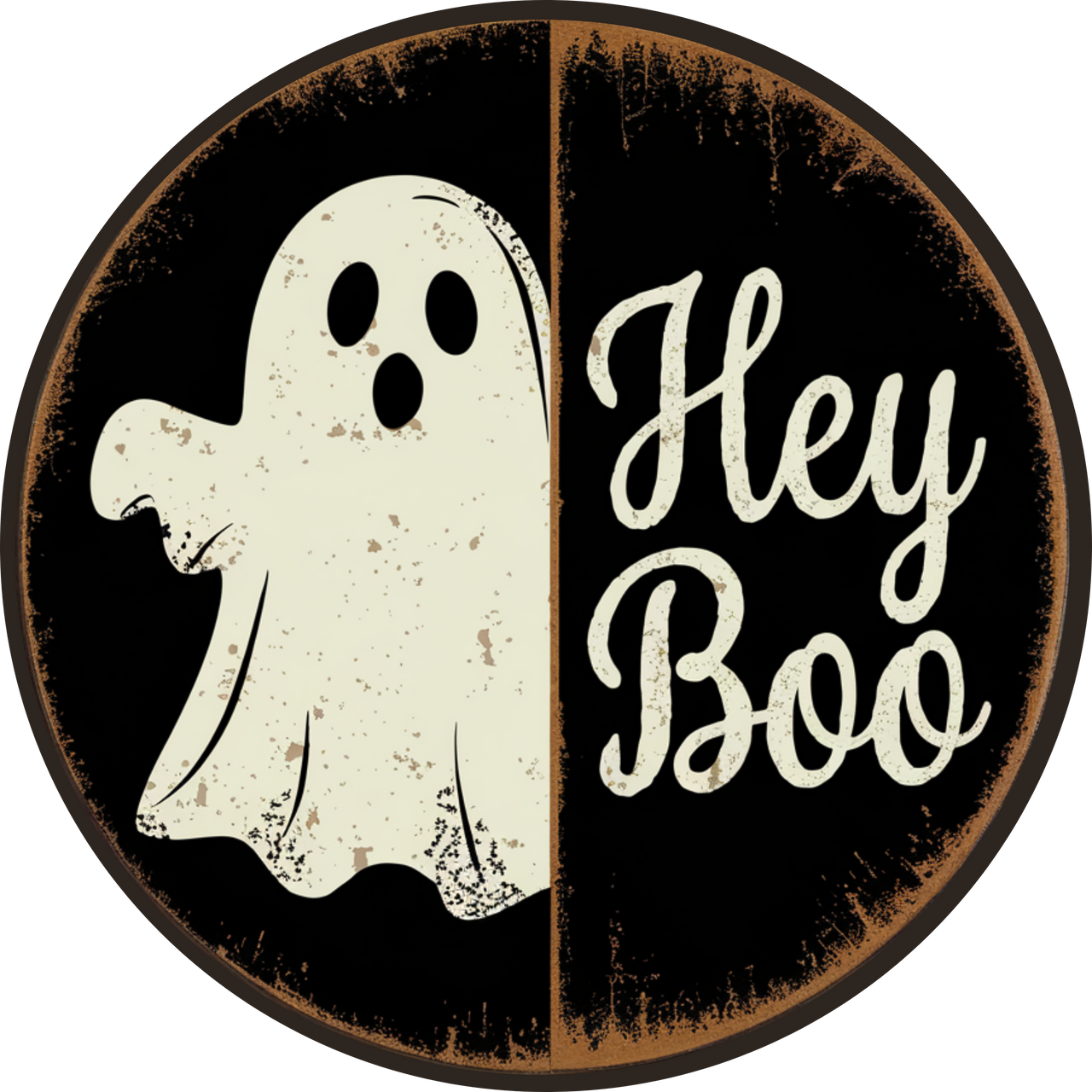 Hey Boo Ghost 10" Wood Wreath Sign - DECOE-5436-D