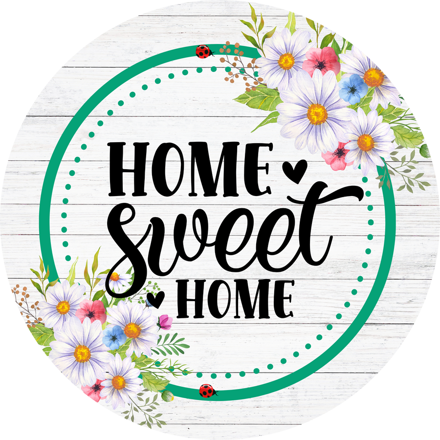 Home Sweet Home Floral 10" Wood Wreath Sign - DECOE-5437-D