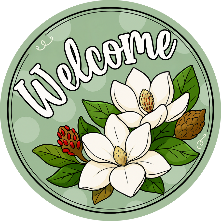 Welcome Magnolia 18" Wood Door Hanger - DECOE-5438-DH