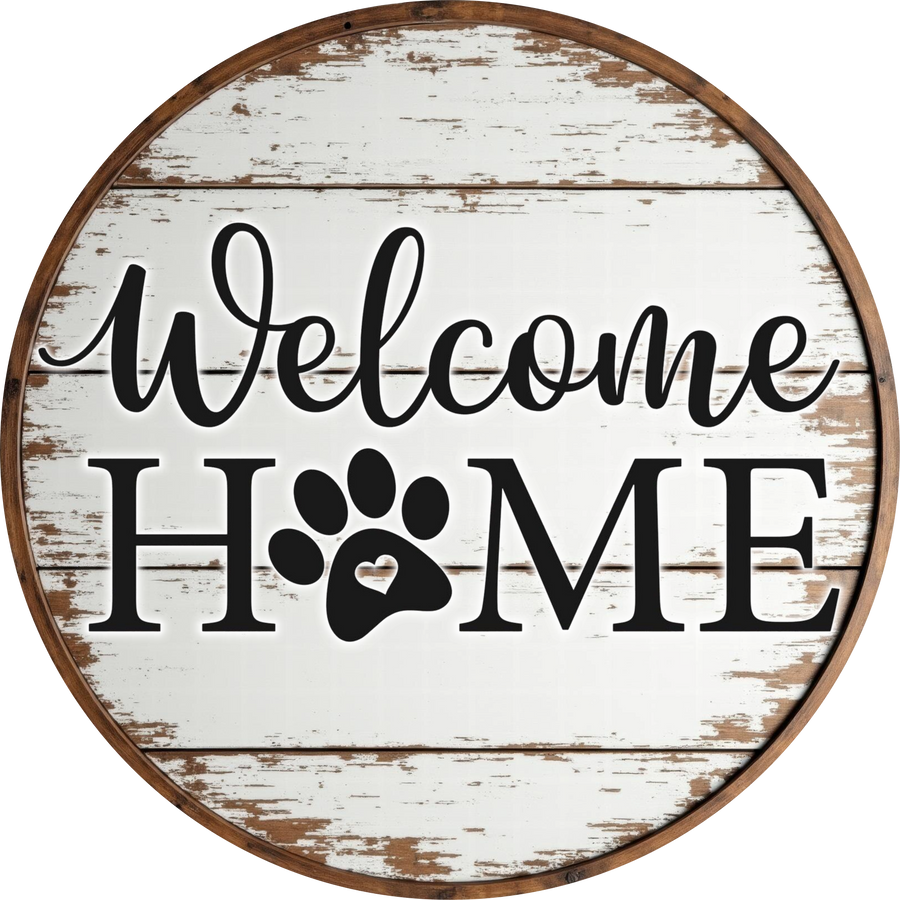 Welcome Home Dog 10" Wood Wreath Sign - DECOE-5440-D