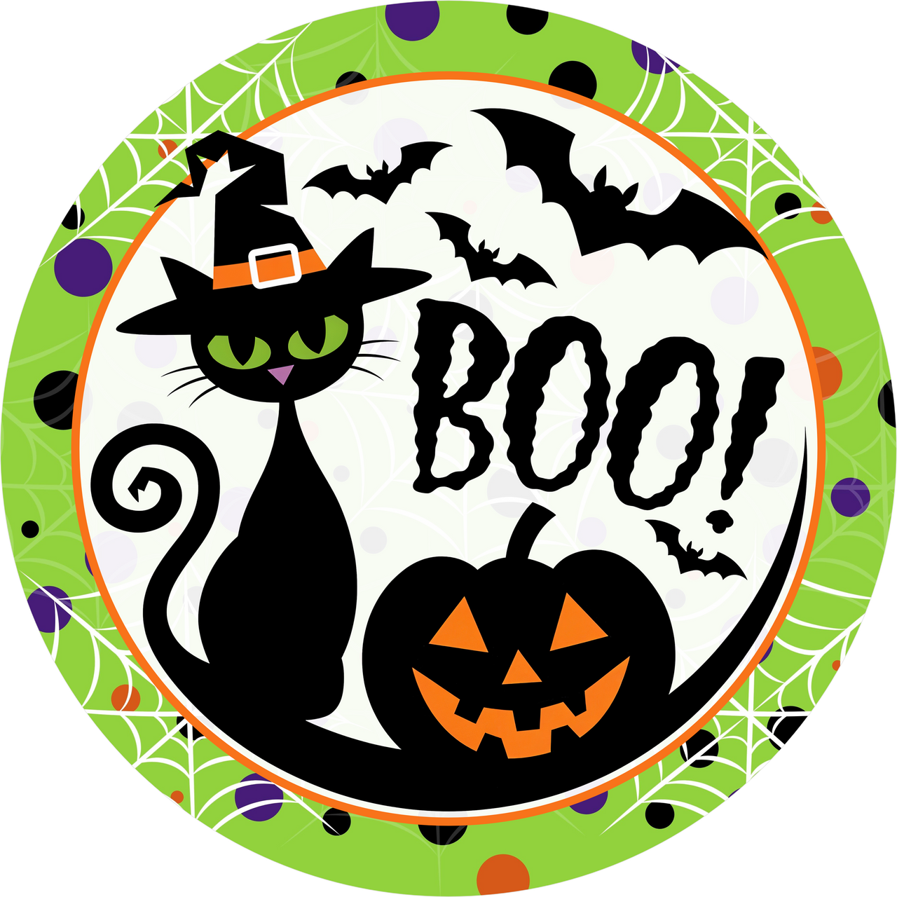 Boo Halloween Cat 10" Wood Wreath Sign - DECOE-5441-D