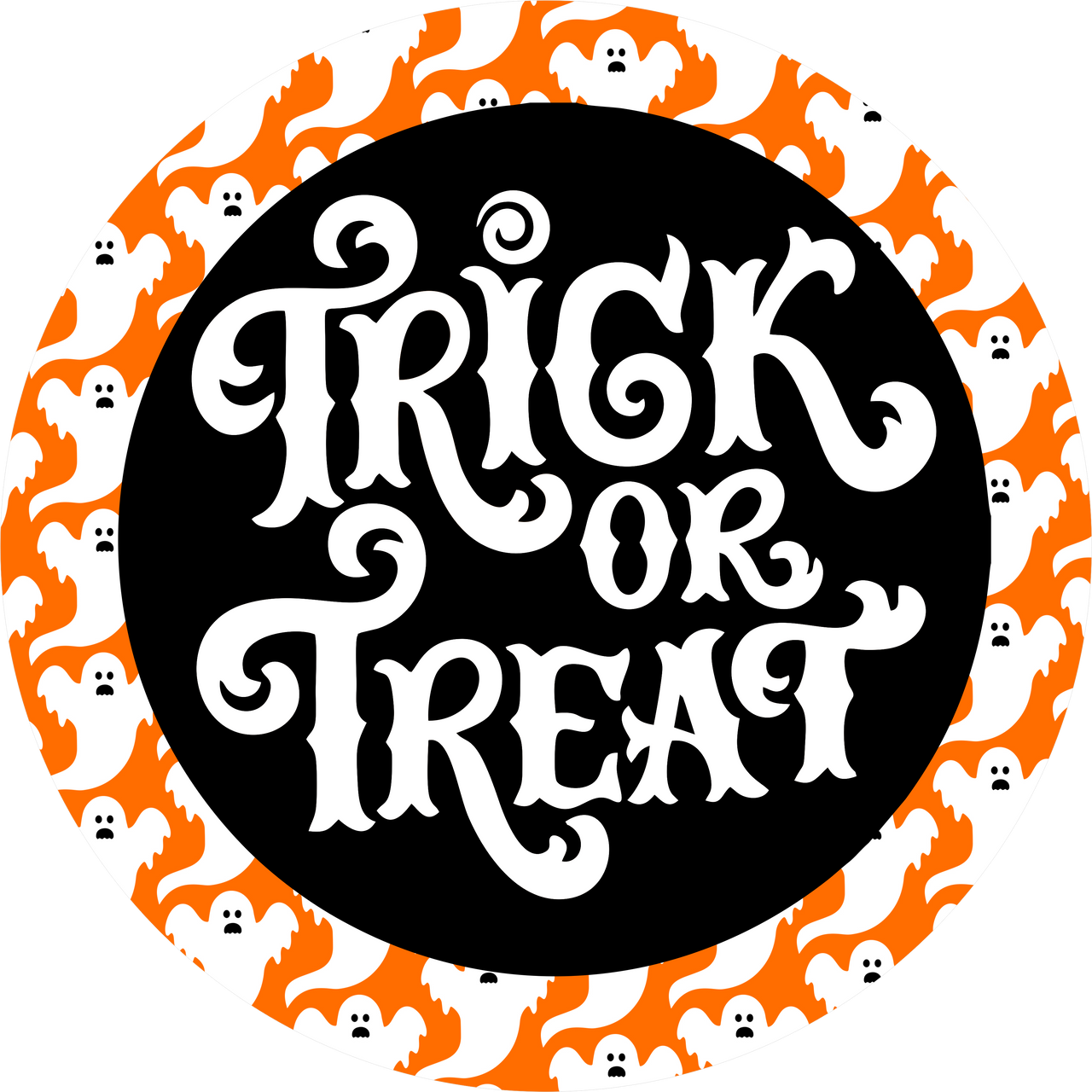 Trick or Treat Ghost Border 10" Wood Wreath Sign - DECOE-5442-D
