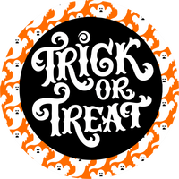 Thumbnail for Trick or Treat Ghost Border 18" Wood Door Hanger - DECOE-5442-DH