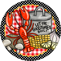 Thumbnail for Crawfish Boil 10" Wood Wreath Sign - DECOE-5445-D