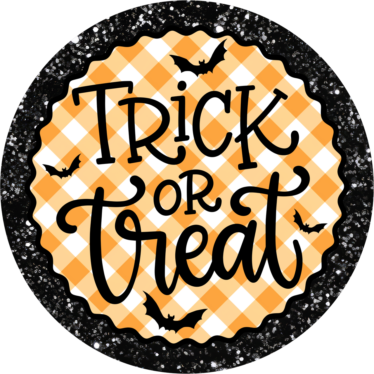 Trick or Treat black border 10" Wood Wreath Sign - DECOE-5452-D