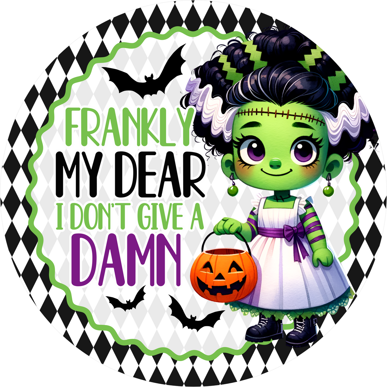 Frankly My Dear Halloween 10" Wood Wreath Sign - DECOE-5453-D