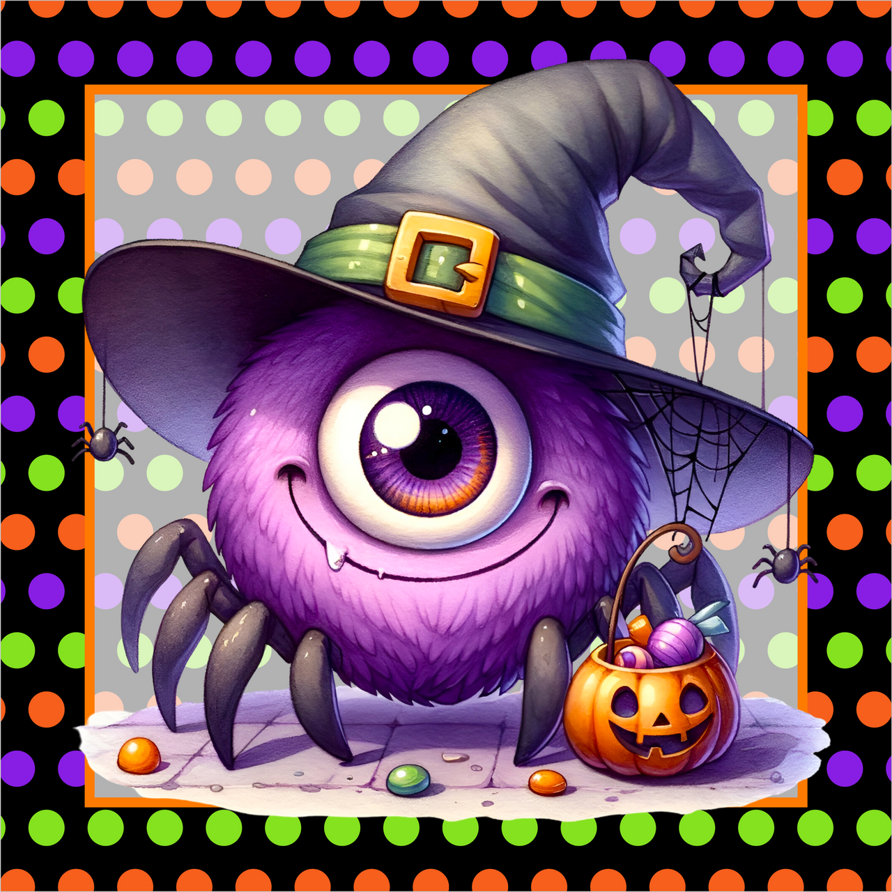 Spider Monster Halloween 10x10" Metal Wreath Sign - DECOE-5454