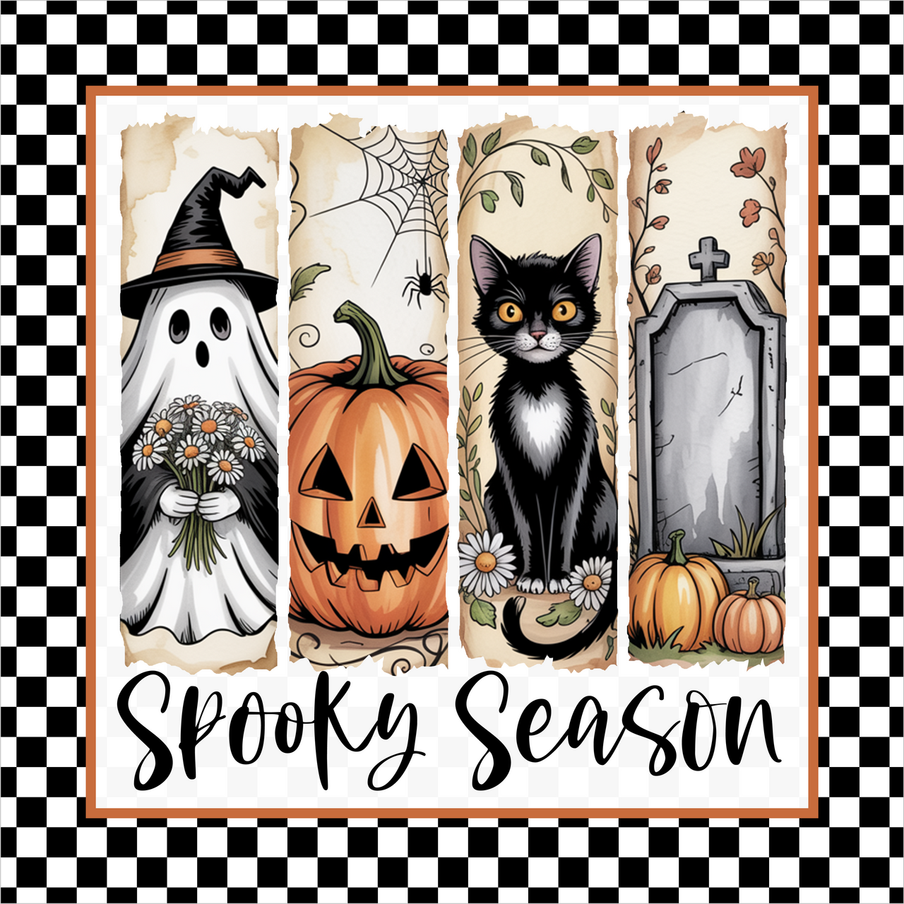 Spooky Season Halloween 10x10" Metal Wreath Sign - DECOE-5456