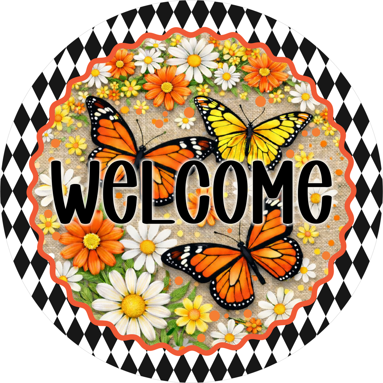 Butterfly Welcome 10" Wood Wreath Sign - DECOE-5457-D