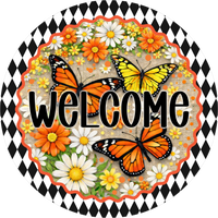 Thumbnail for Butterfly Welcome 18" Wood Door Hanger - DECOE-5457-DH
