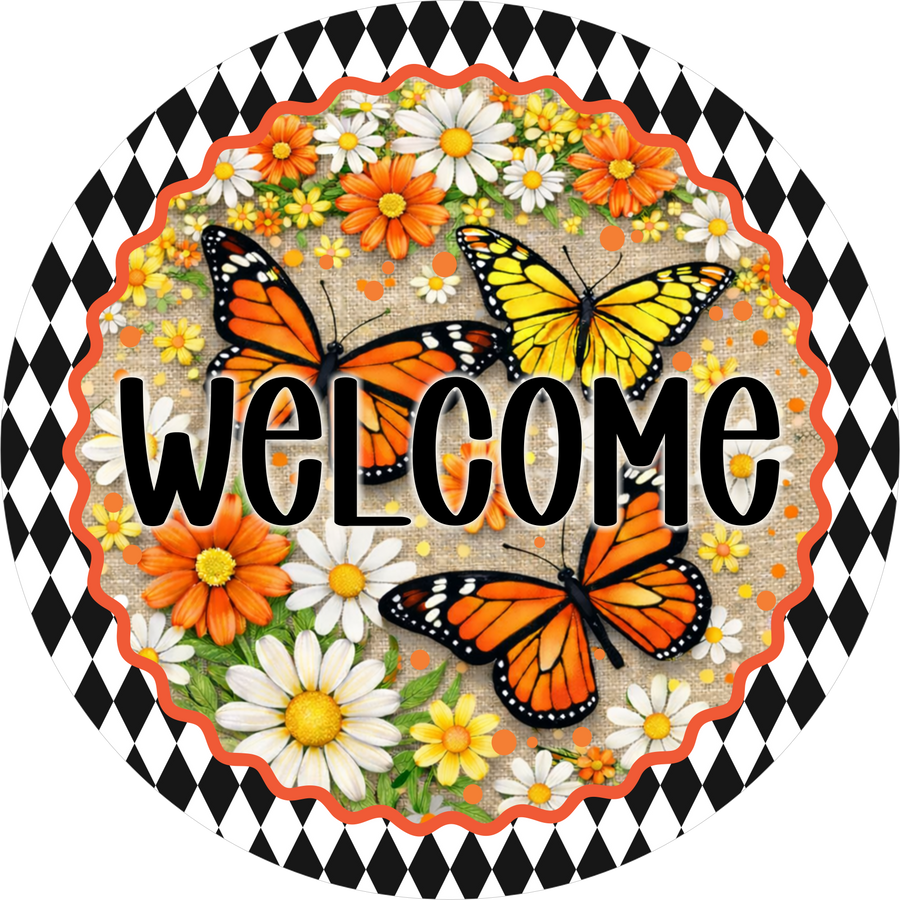 Butterfly Welcome 18" Wood Door Hanger - DECOE-5457-DH