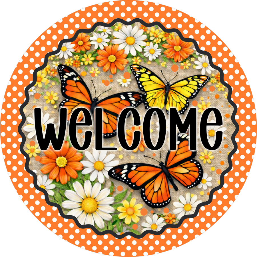 Butterfly Welcome 18" Wood Door Hanger - DECOE-5458-DH