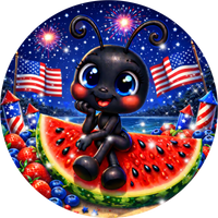 Thumbnail for Watermelon Ant Firework 10" Wood Wreath Sign - DECOE-5459-D