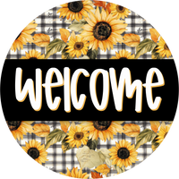 Thumbnail for Welcome Sunflower 18" Wood Door Hanger - DECOE-5462-DH