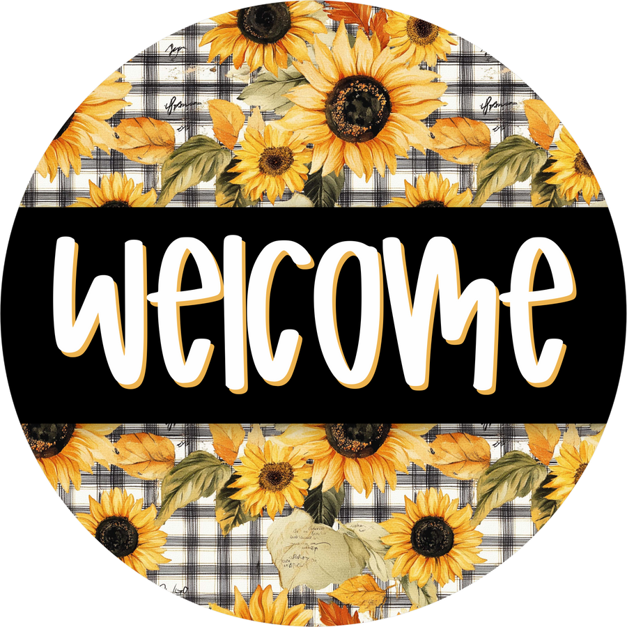 Welcome Sunflower 18" Wood Door Hanger - DECOE-5462-DH