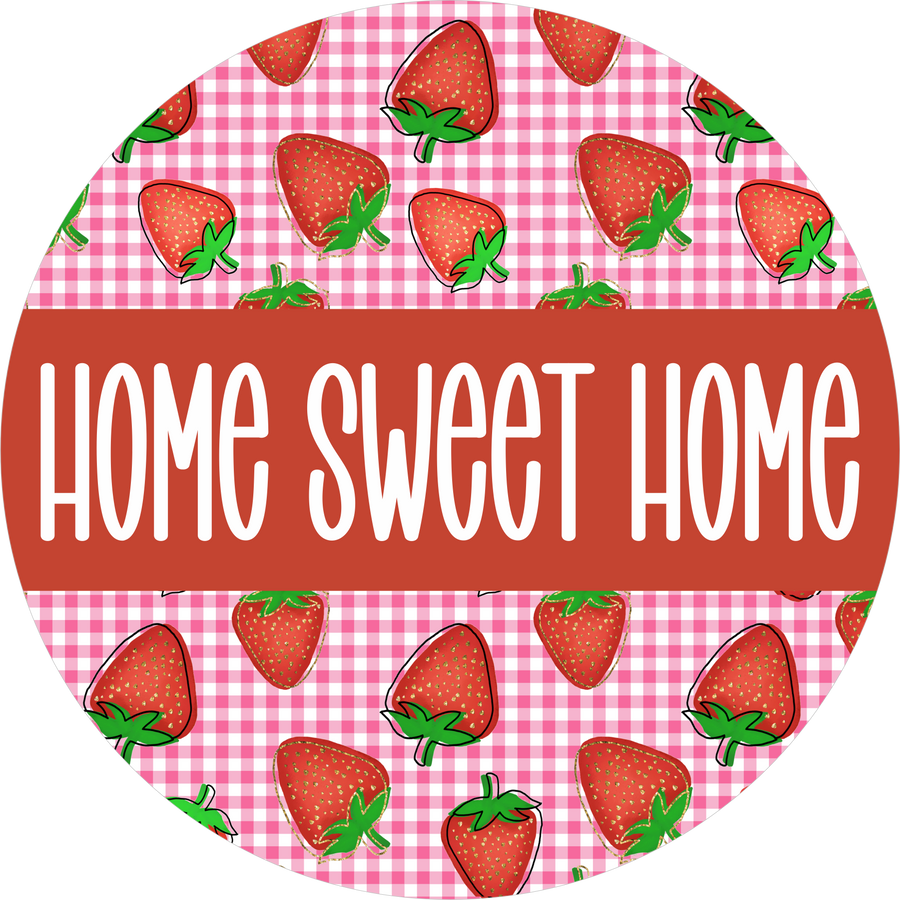 Home Sweet Home Strawberry 10" Wood Wreath Sign - DECOE-5464-D