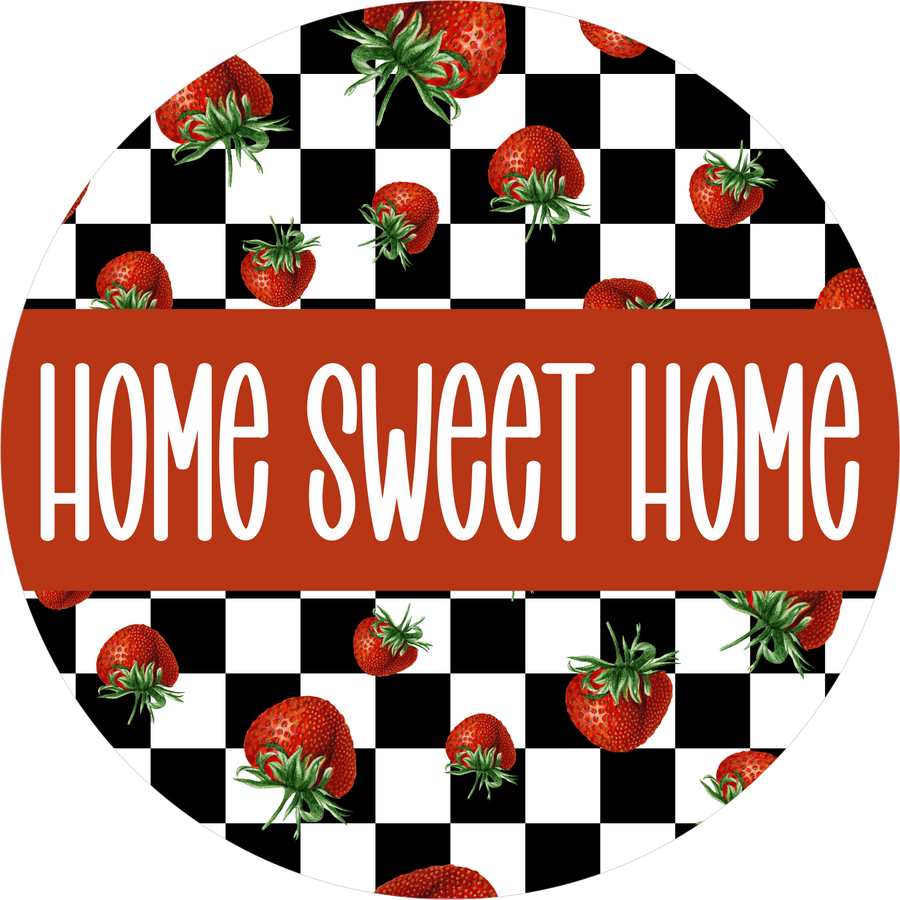 Home Sweet Home Strawberry 10" Wood Wreath Sign - DECOE-5466-D