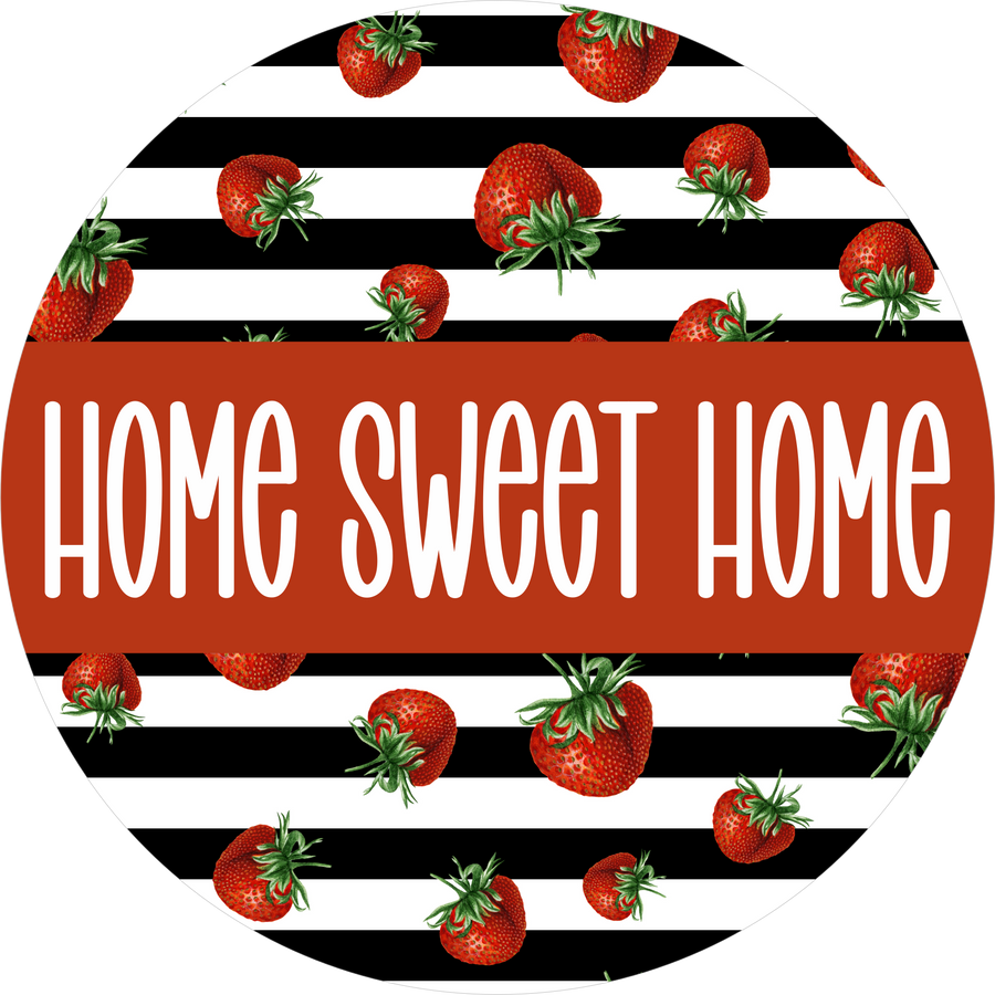 Home Sweet Home Strawberry 10" Wood Wreath Sign - DECOE-5467-D