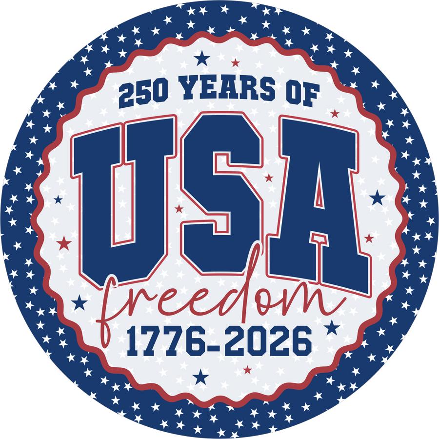 250 Years of Freedom Patriotic 10" Wood Wreath Sign - DECOE-5468-D