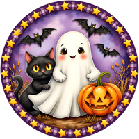 Thumbnail for Ghost Halloween 18" Wood Door Hanger - DECOE-5469-DH