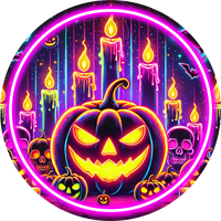 Thumbnail for Neon Halloween 10" Wood Wreath Sign - DECOE-5479-D