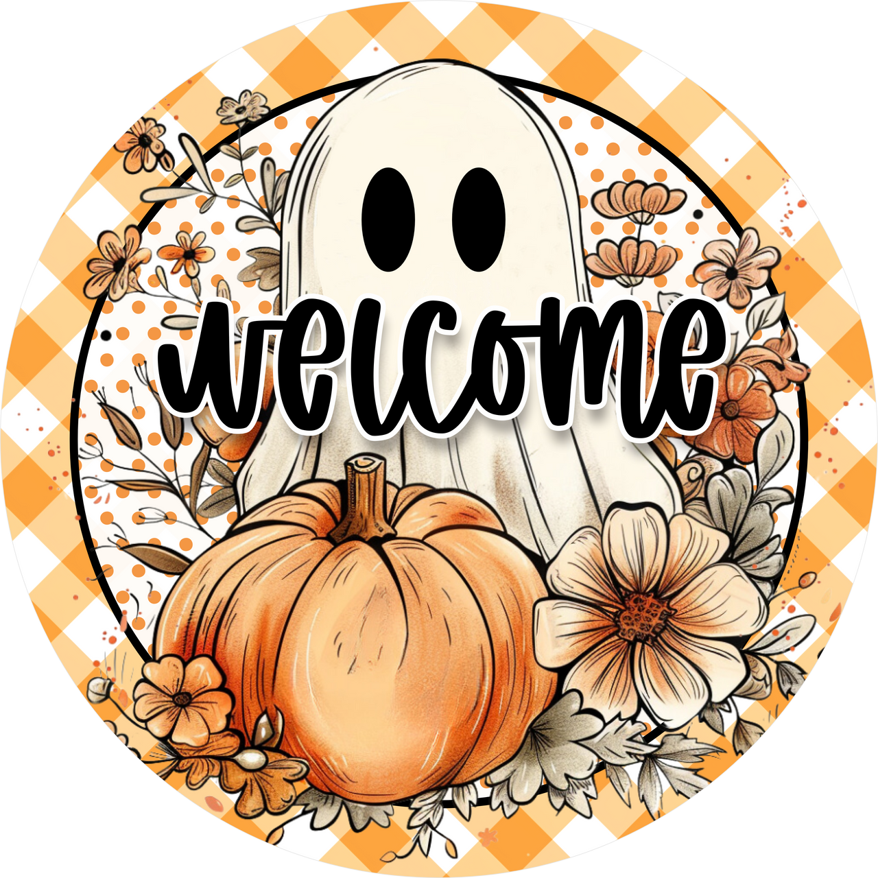 Falloween Welcome 18" Wood Door Hanger - DECOE-5480-DH