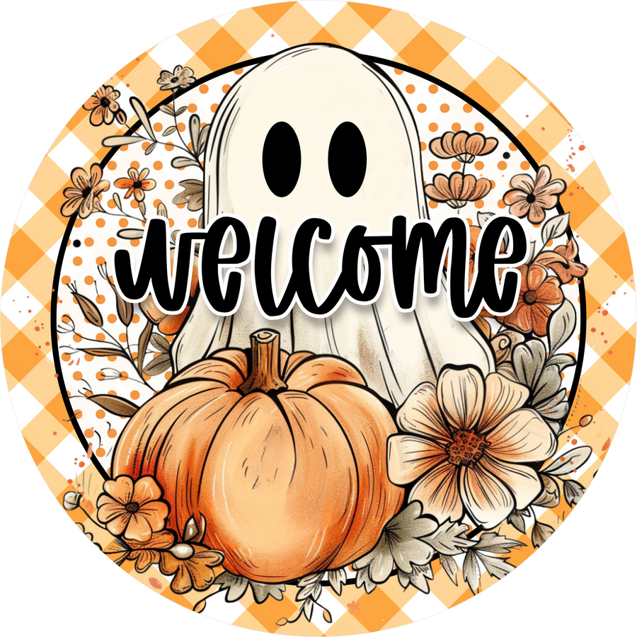 Falloween Welcome 18" Wood Door Hanger - DECOE-5480-DH