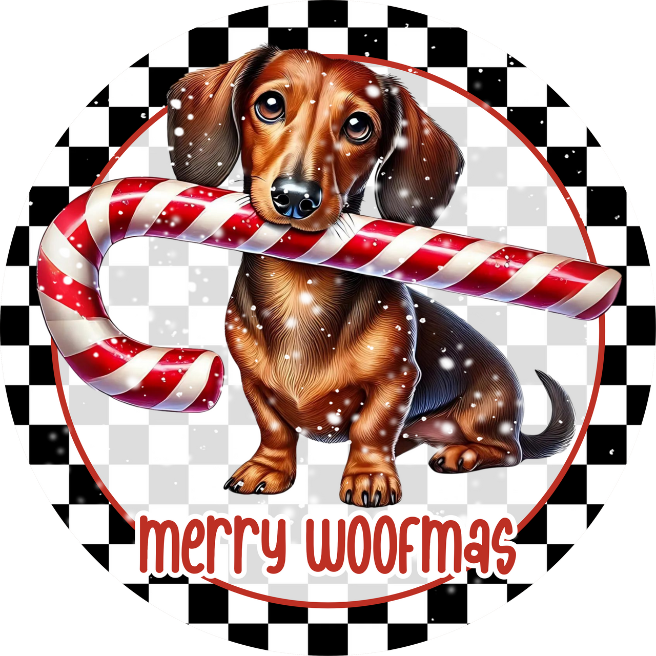 Merry Woofmas Dachshund 18" Wood Door Hanger - DECOE-5481-DH