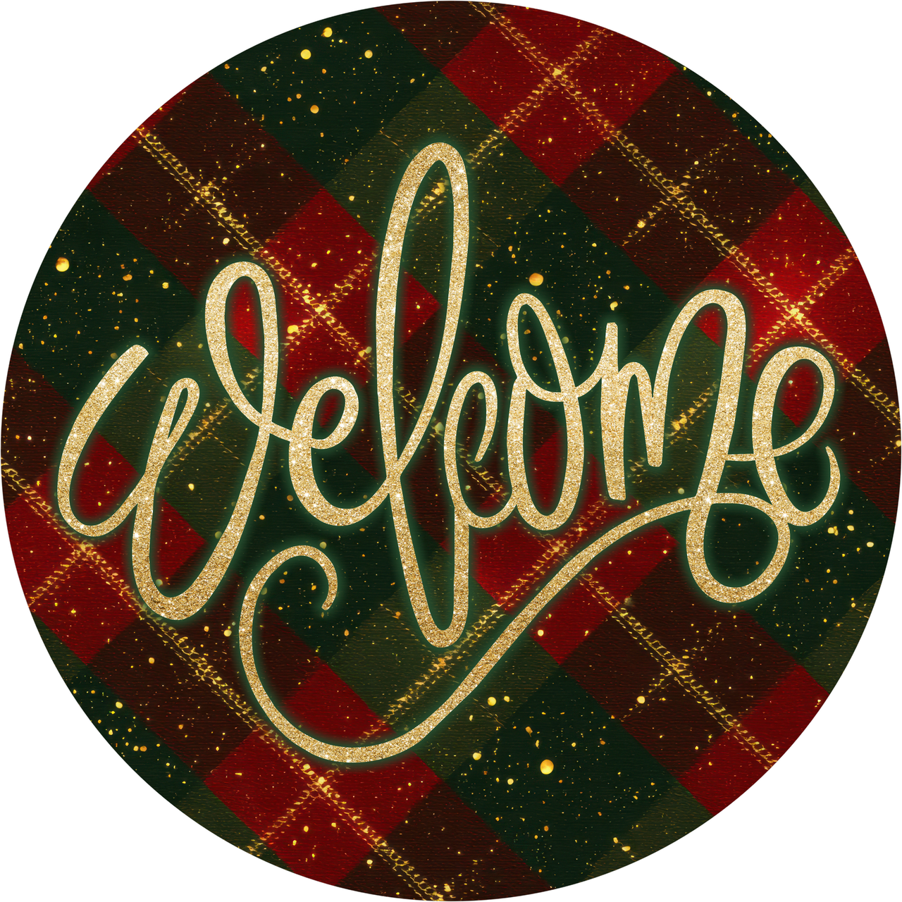 Traditional Christmas Welcome 10" Wood Wreath Sign - DECOE-5482-D