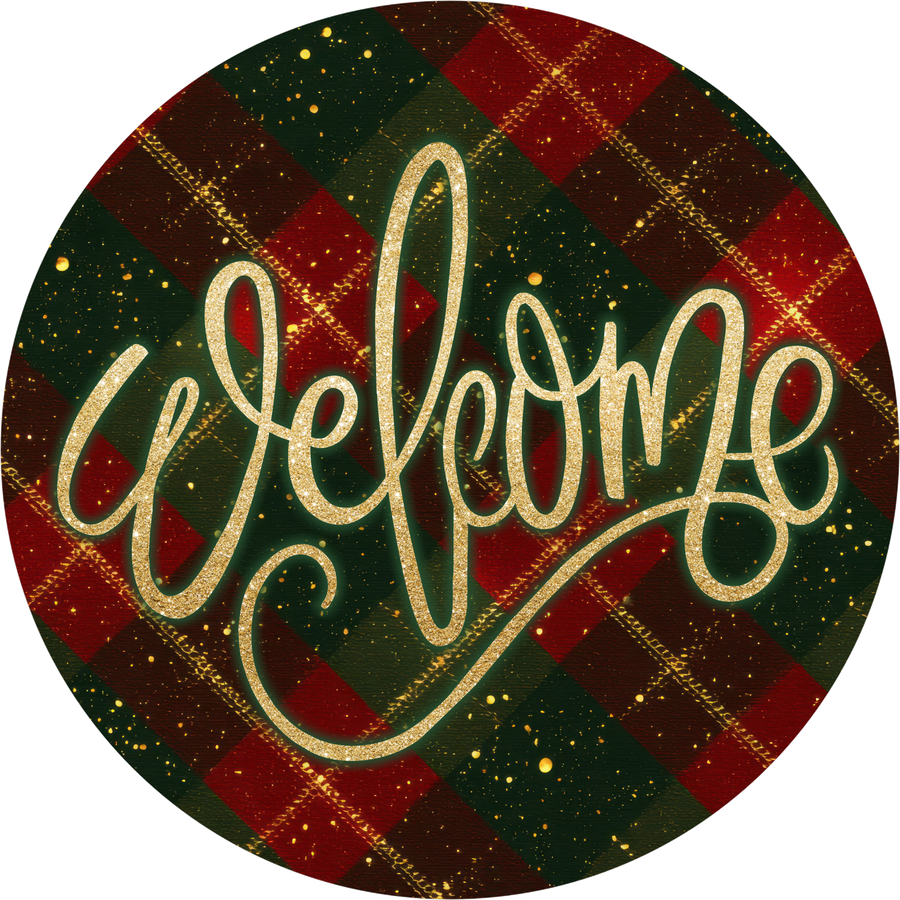 Traditional Christmas Welcome 10" Wood Wreath Sign - DECOE-5482-D