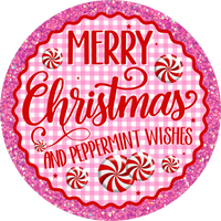 Thumbnail for Merry Christmas Pink Peppermint 10" Wood Wreath Sign - DECOE-5484-D