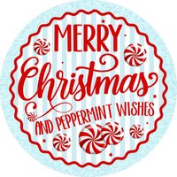 Thumbnail for Merry Christmas Mint Peppermint 10" Wood Wreath Sign - DECOE-5485-D