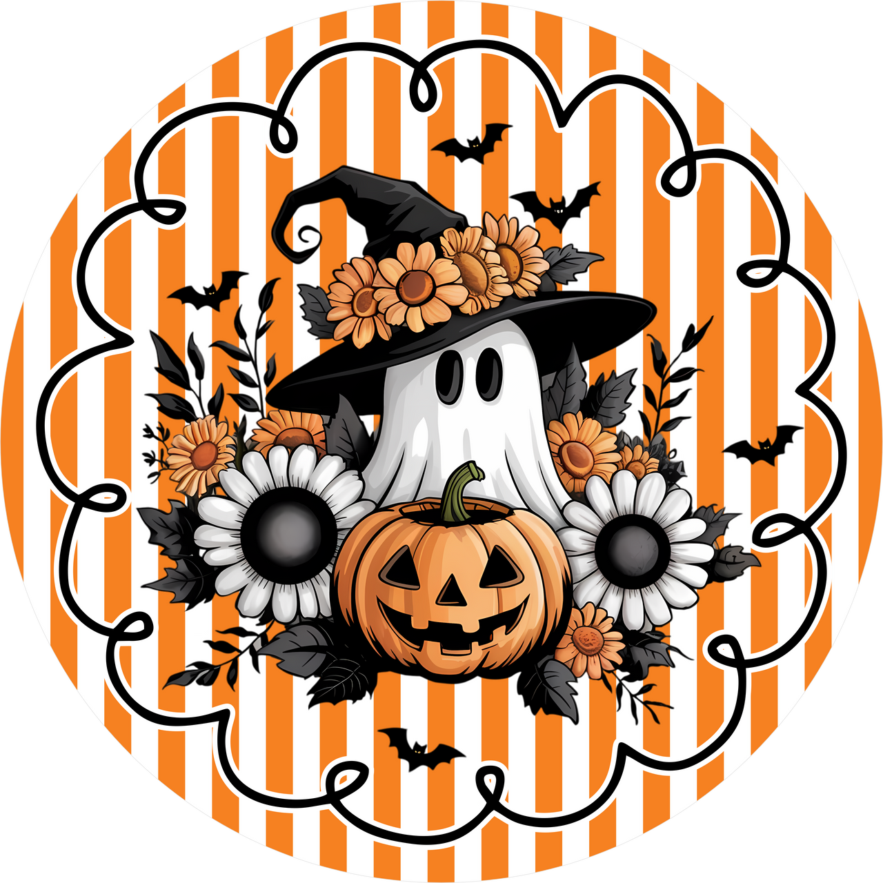 Falloween Welcome 10" Wood Wreath Sign - DECOE-5486-D