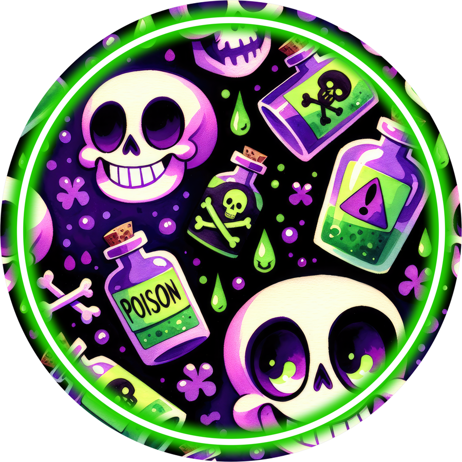 Neon Halloween 10" Wood Wreath Sign - DECOE-5487-D