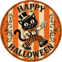 Thumbnail for Vintage Cat Halloween 10" Wood Wreath Sign - DECOE-5488-D