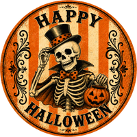 Thumbnail for Vintage Skeleton Halloween 10" Wood Wreath Sign - DECOE-5490-D