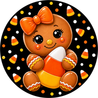 Thumbnail for Gingerbread Halloween 10" Wood Wreath Sign - DECOE-5493-D