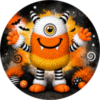Thumbnail for Halloween Monster 10" Wood Wreath Sign - DECOE-5494-D