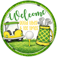 Thumbnail for Gold Welcome 10" Wood Wreath Sign - DECOE-5495-D