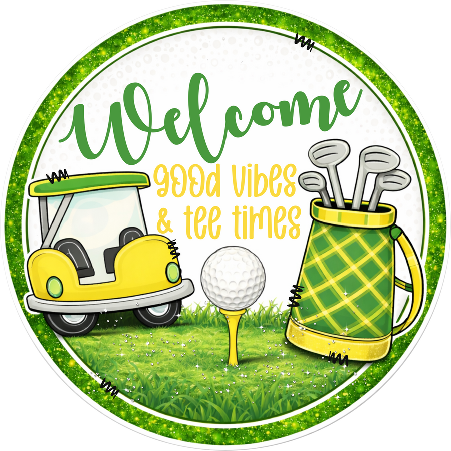 Gold Welcome 10" Wood Wreath Sign - DECOE-5495-D
