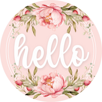 Thumbnail for Pink Hello 18" Wood Door Hanger - DECOE-5496-DH