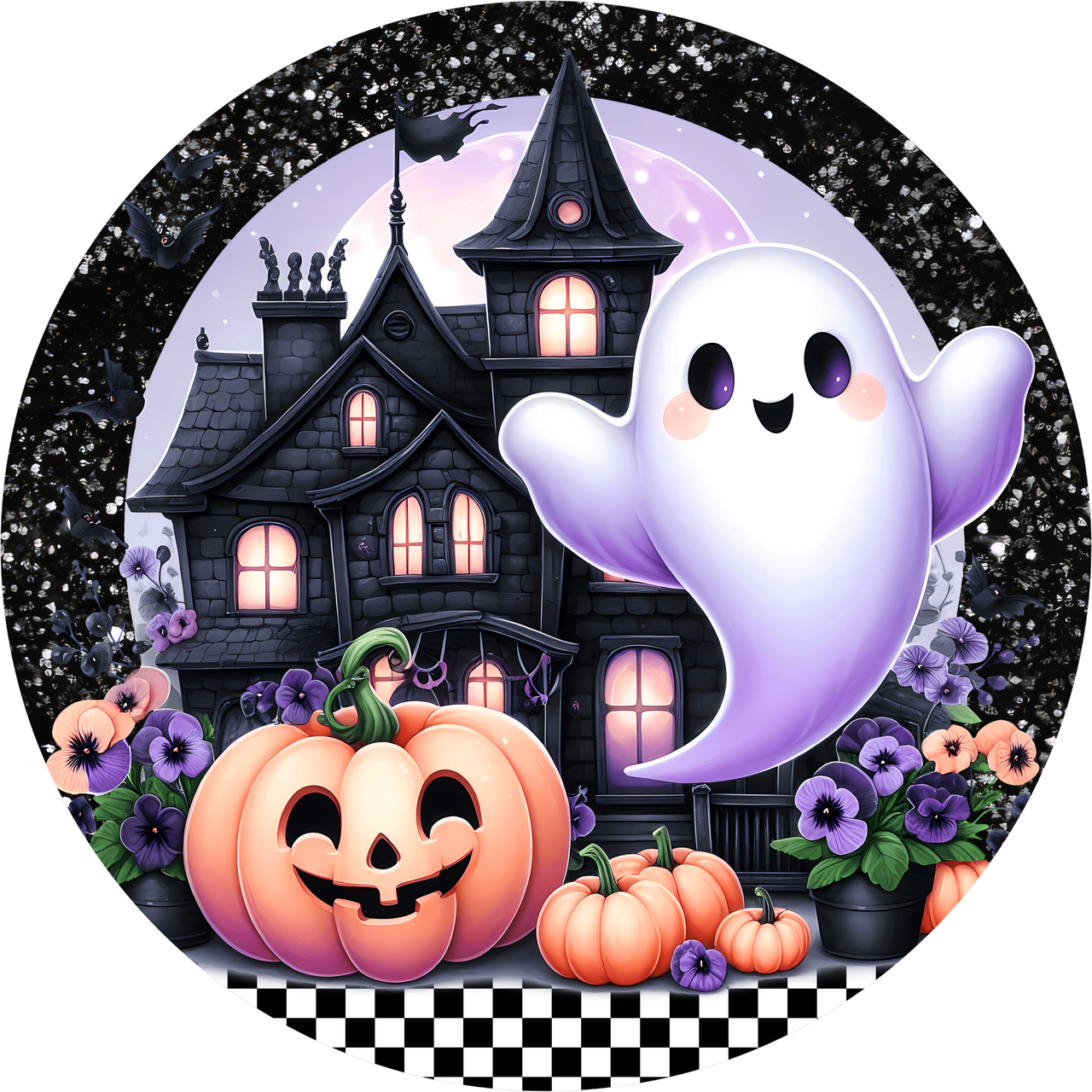 Halloween Cute Ghost 18" Wood Door Hanger - DECOE-5504-DH