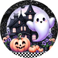 Thumbnail for Halloween Cute Ghost 18" Wood Door Hanger - DECOE-5504-DH